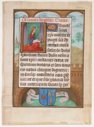 Manuscrito Leaf with Saint Dorothy, de um livro de horas, ca. 1500.