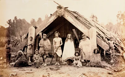 Família Maori, Nova Zelândia, década de 1880