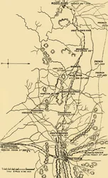 Mapa que ilustra o movimento para o leste de Eerstefabrieken para Middelburg, 1901.