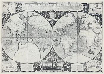Mapa mostrando Drakes Voyage of Circumnavigation 1577-1580, 1923.