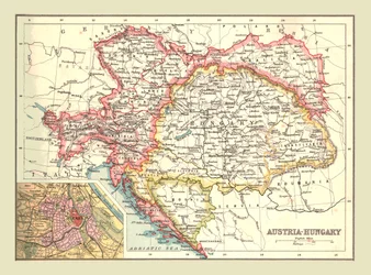 Mapa da Áustria-Hungria, 1902.