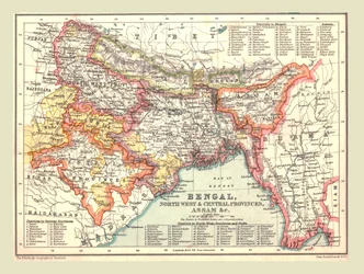 Mapa de Bengala, Províncias Noroeste e Central e Assam, 1902.