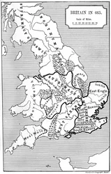 Mapa da Grã-Bretanha em 665, 1892