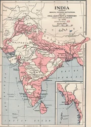 Mapa da Índia em 1856 1906.