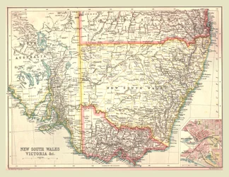 Mapa de Nova Gales do Sul e Victoria, 1902.