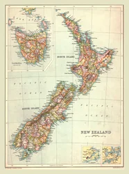 Mapa da Nova Zelândia, 1902.