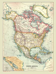 Mapa da América do Norte, 1902.