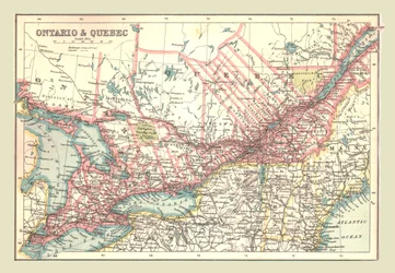 Mapa de Ontário e Quebec, 1902.