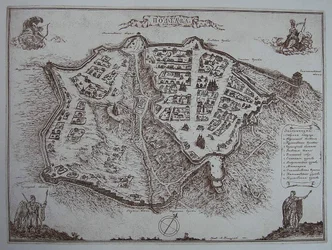 Mapa de Poltava no início do século XVIII