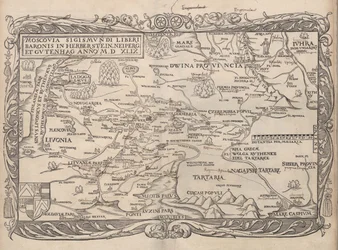 Mapa da Rússia a partir de: O comentário .. Moscoviticarum de 1556