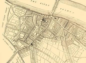 Mapa de Southwark, 1720, c1878.