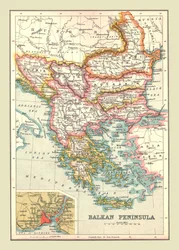 Mapa da Península Balcânica, 1902.
