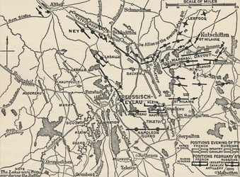Mapa da Batalha de Eylau, 1807, 1896
