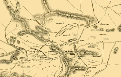 Mapa da luta no vale de Chardeh, 1901.