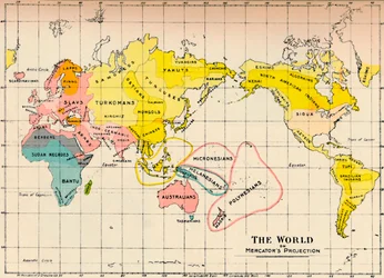 Mapa do mundo sobre projeção de Mercators, 1902