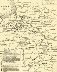 Mapa da fronteira entre a Rússia e a Turquia, Primeira Guerra Mundial, c. 1920