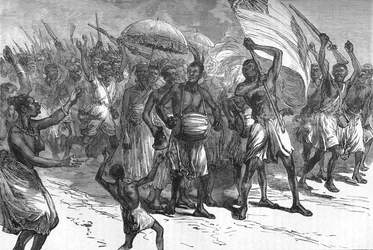 Março dos guerreiros Ashantee, c1880
