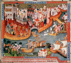 Marco Polo navegando de Veneza em 1271, século XV