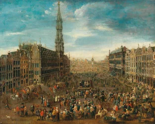 Cena do mercado na Grand Place em Bruxelas, c. 1670