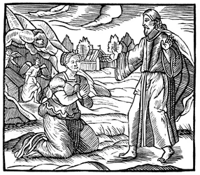 Maria Madalena vendo a aparição de Jesus Cristo ressuscitado, c1500