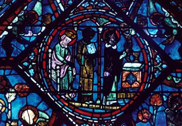 Massa de St Giles, vitral, Catedral de Chartres, França, 1194-1260