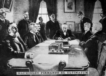 McKinley assina o ultimato, 12 de abril de 1898, c1910