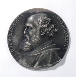 Medalha que representa Ludwig Mond, químico industrial