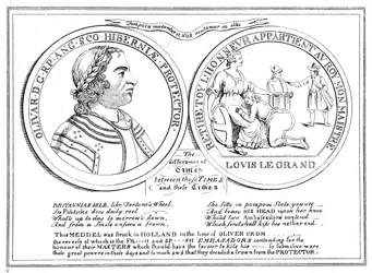 Medalha da época de Oliver Cromwell, século XVII