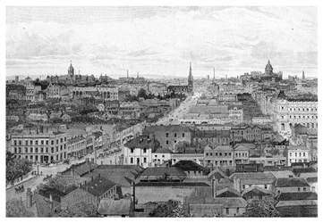 Melbourne, olhando leste, Victoria, Austrália, 1886