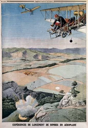 Membros do corpo aéreo francês na prática de bombas em Chalons, 1912