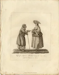 Mulher de comerciantes wuth enfermeira durante Fasching, 1833