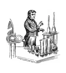 Michael Faraday palestrando na Royal Institution, Londres, 1835, século 20