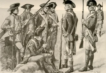 Uniformes militares na América, c1770, 1937.