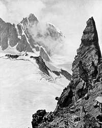 Mont Maudit, visto de Aiguille Marbrees, nos Alpes, início do século XX