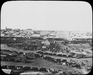 Morning market, Kimberley, África do Sul, c1890
