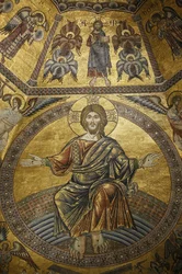Mosaicos Cobrindo Batistério em Firenze duomo. Jesus Cristo, Florença, Itália