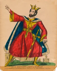 Sr. G. Bennett como rei em Hamlet, c1849.