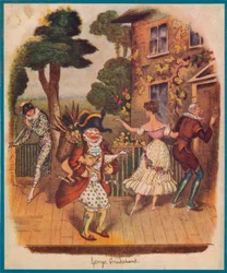 Sr. Punch ou Pulcinella e outros personagens da commedia dellarte, do século XIX.