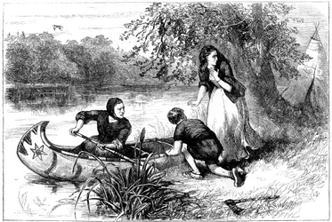 Sra. Dunstan escapando pelo Merrimac, final do século XVII c1880