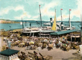 Porto de Muelle de Luz com balsas, Havana, Cuba, 1904