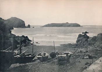 Mullion Cove - Mostrando Ilha Mullion, 1895