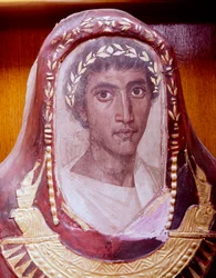 Caso de múmia e retrato de Artemidorus, de Hawara, Egito, período romano, c100-c120