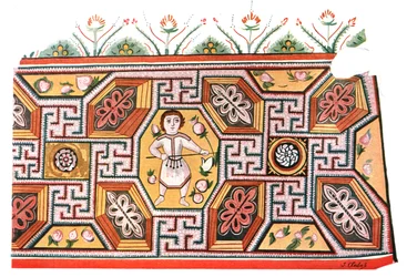 Pinturas murais nas ruínas do Mosteiro de São Apolo em Bawit, Egito, 1928.