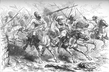 Amotinados avançando em Delhi, c1880