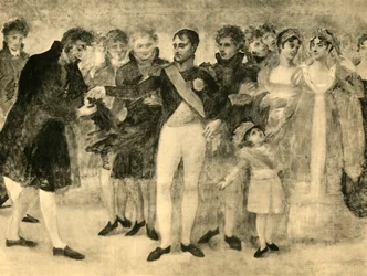 Napoleão que decora David no Salon du Louvre, Paris, 1808, 1921.
