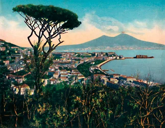 Nápoles - Panorama do túmulo de Virgílio, túmulo de Virgílio, c1900.