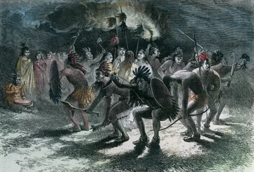 Dança do couro cabeludo do nativo americano, c1875