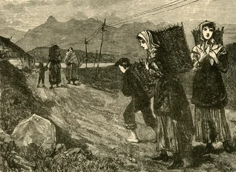 Nativos indo para a turfa, 1898.