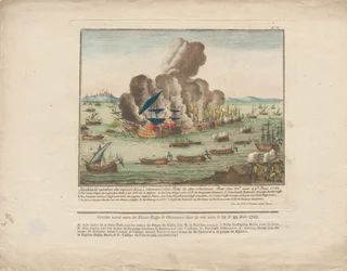 Batalha naval entre as frotas russa e otomana no Mar Negro em 28 e 29 de junho de 1788, 1788.