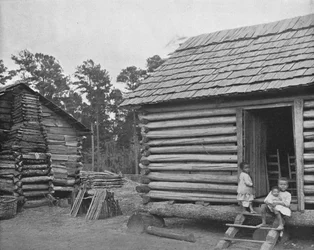 Cabanas de madeira, Thomasville, Geórgia, EUA, c1900.